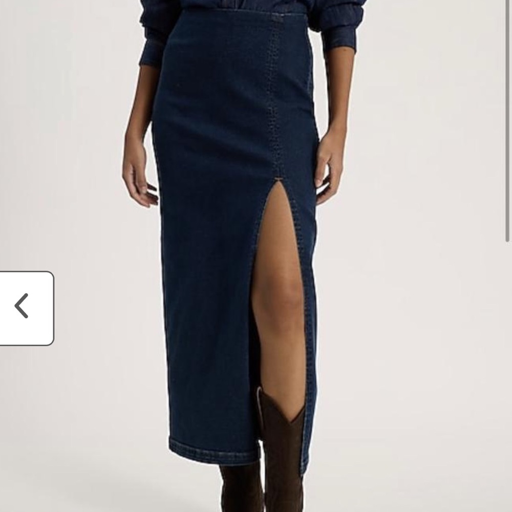Express Denim Maxi Skirt with Side Slit